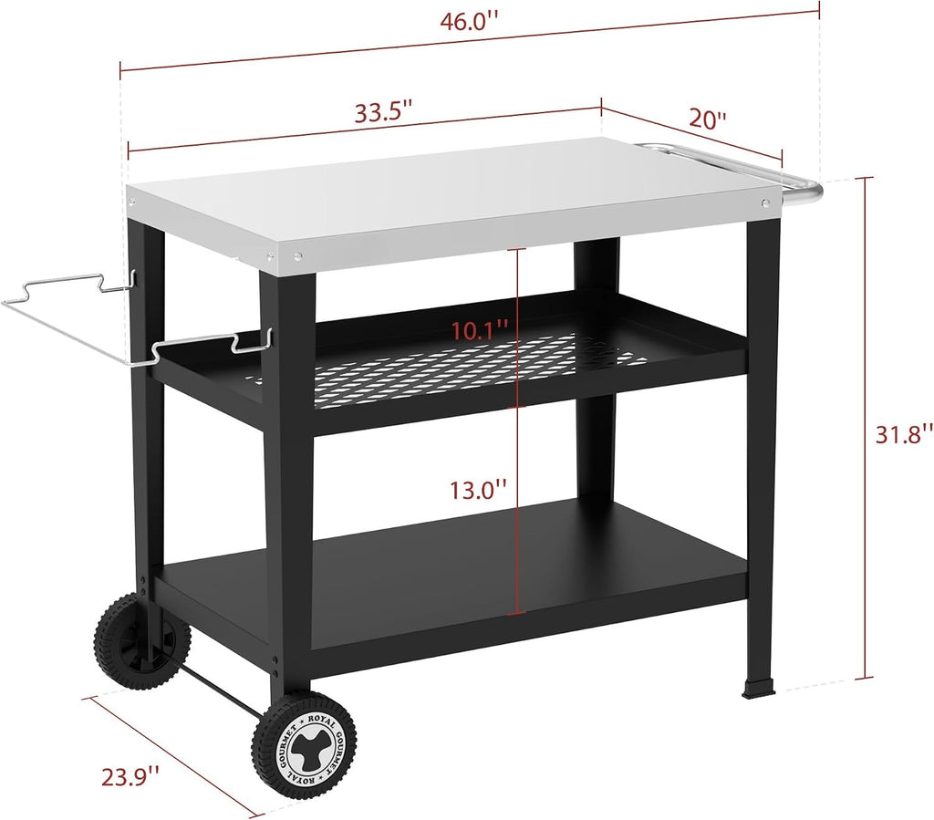 3-Tier Stainless Rolling BBQ Cart
