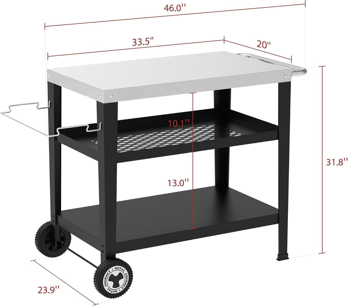 3-Tier Stainless Rolling BBQ Cart