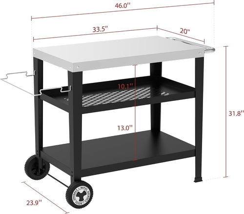 3-Tier Stainless Rolling BBQ Cart