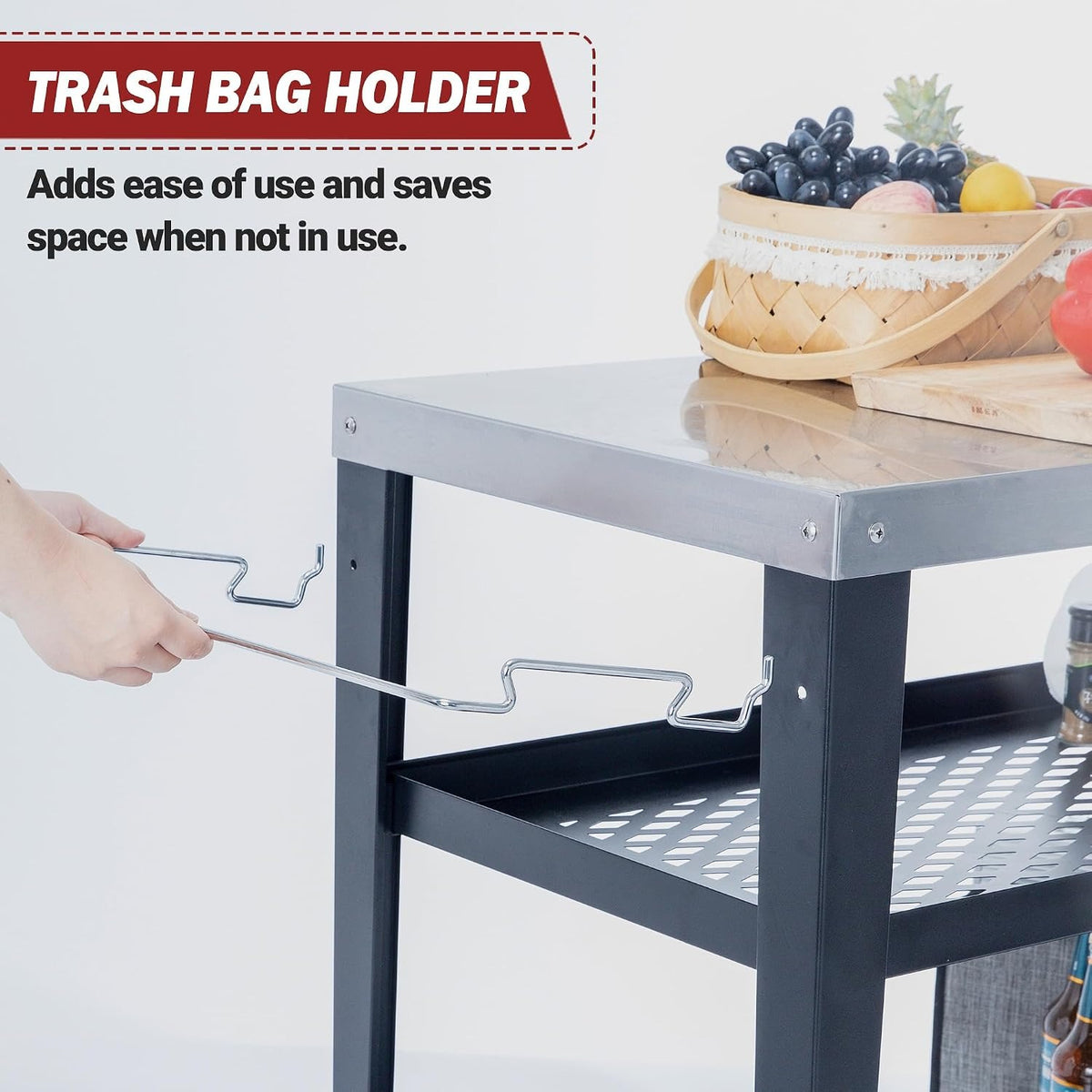 3-Tier Stainless Rolling BBQ Cart