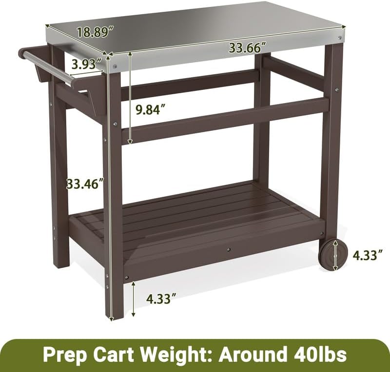 HDPE 3-Tier Outdoor BBQ Cart