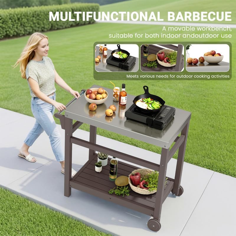 HDPE 3-Tier Outdoor BBQ Cart