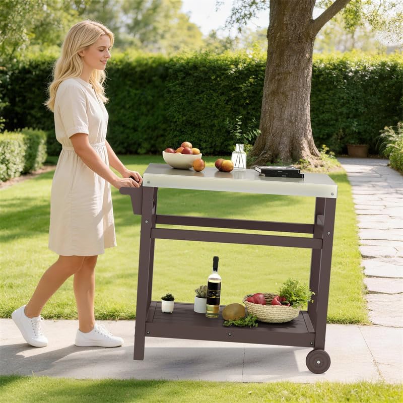 HDPE 3-Tier Outdoor BBQ Cart