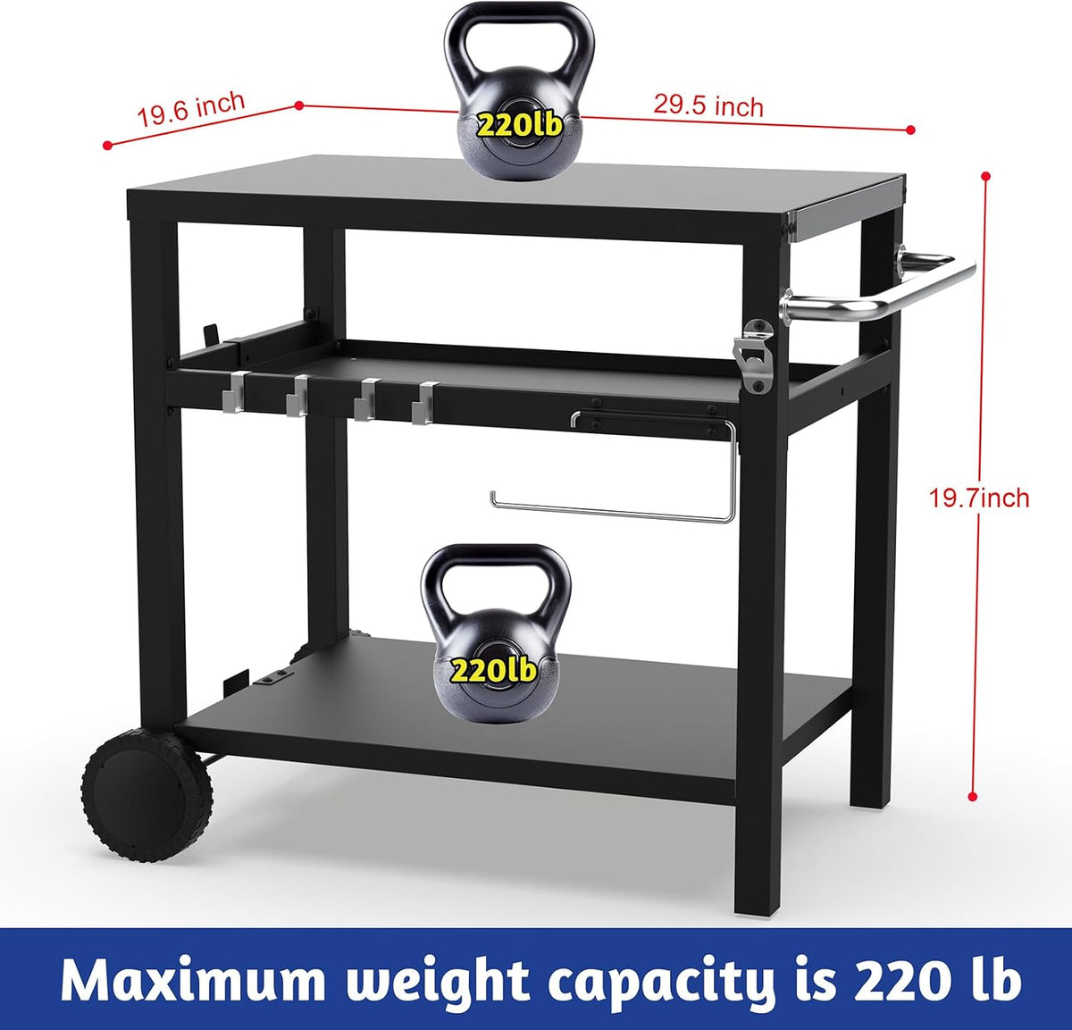 3-Tier Pizza Oven Grill Cart