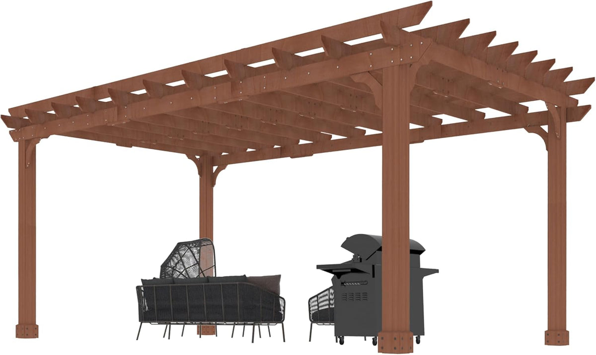 Flat Roof Cedar Wood Pergola