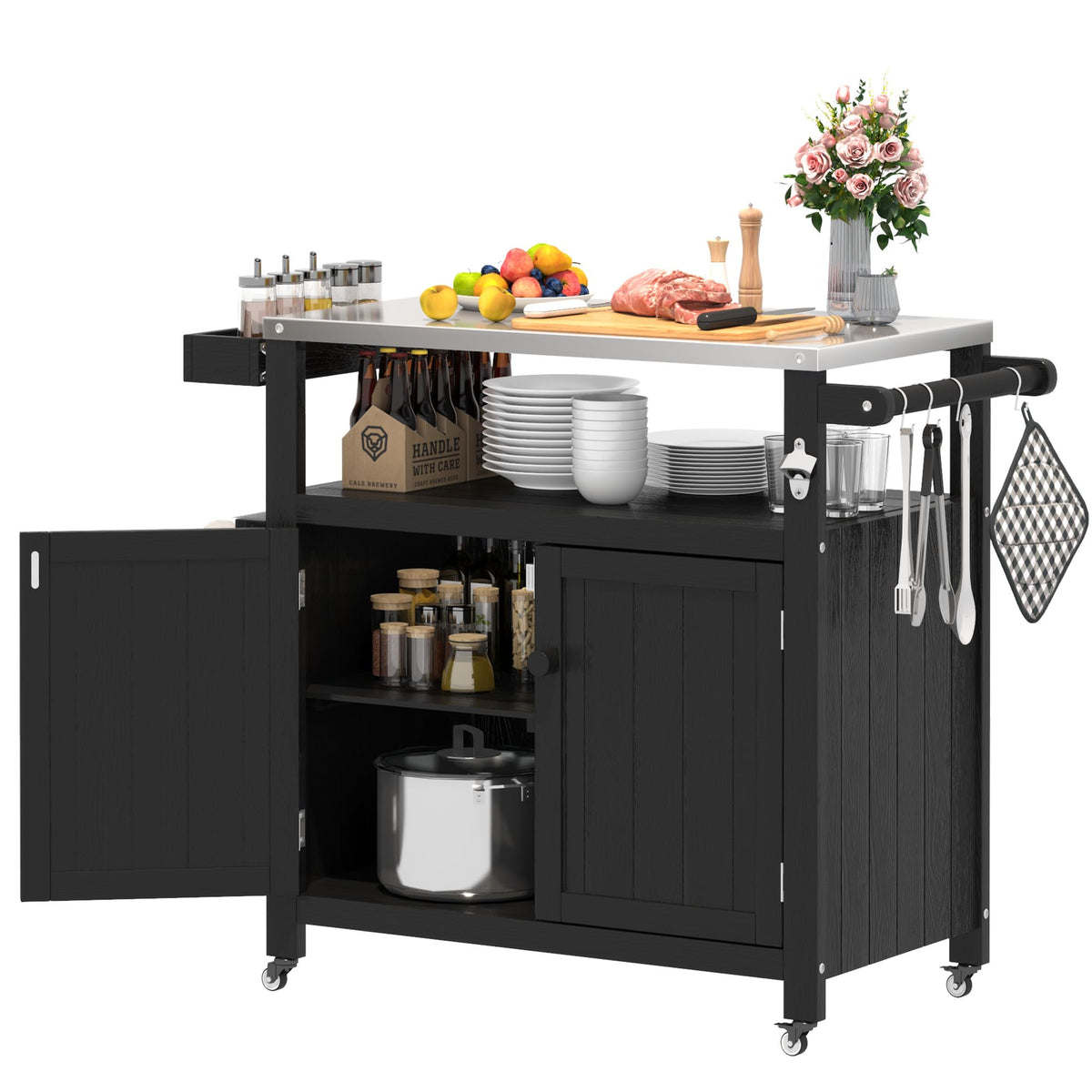 HIPS Wheeled Stainless Grill Cart