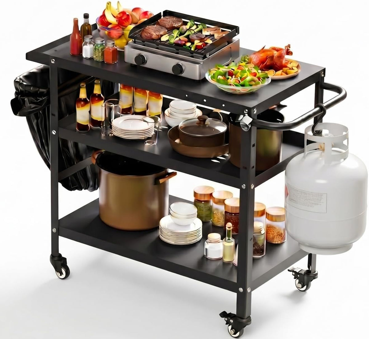 Wheeled Outdoor BBQ Prep Cart