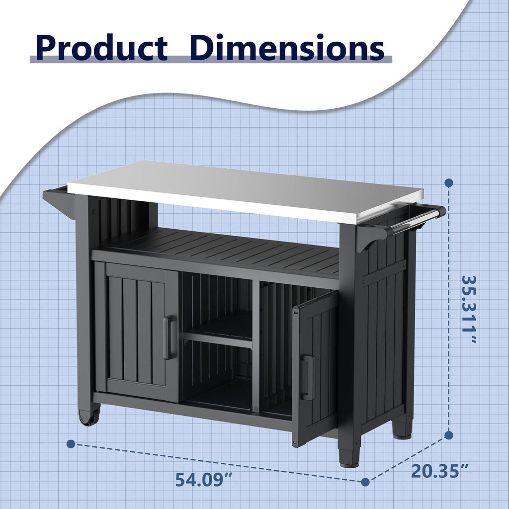 Wheeled Outdoor Patio Storage Cabinet