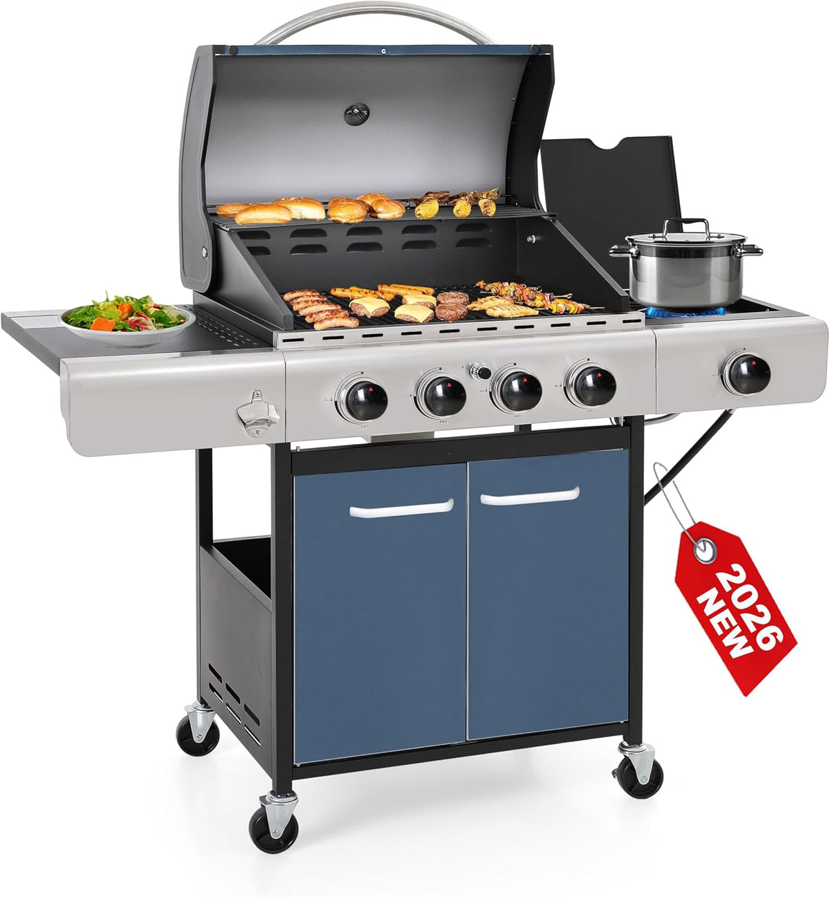 4-Burner Outdoor Propane BBQ Grill