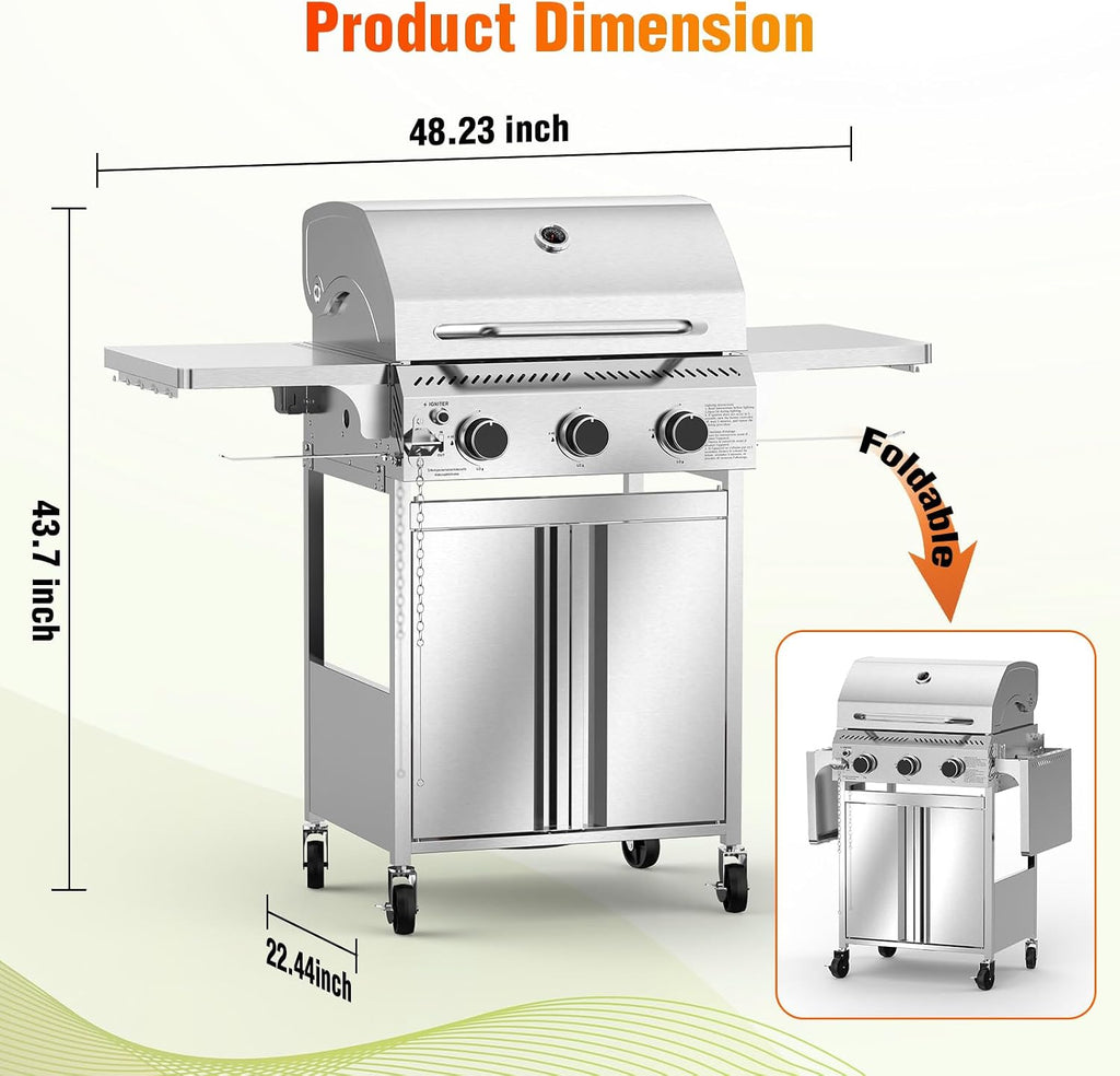 3-Burner Stainless Propane Grill