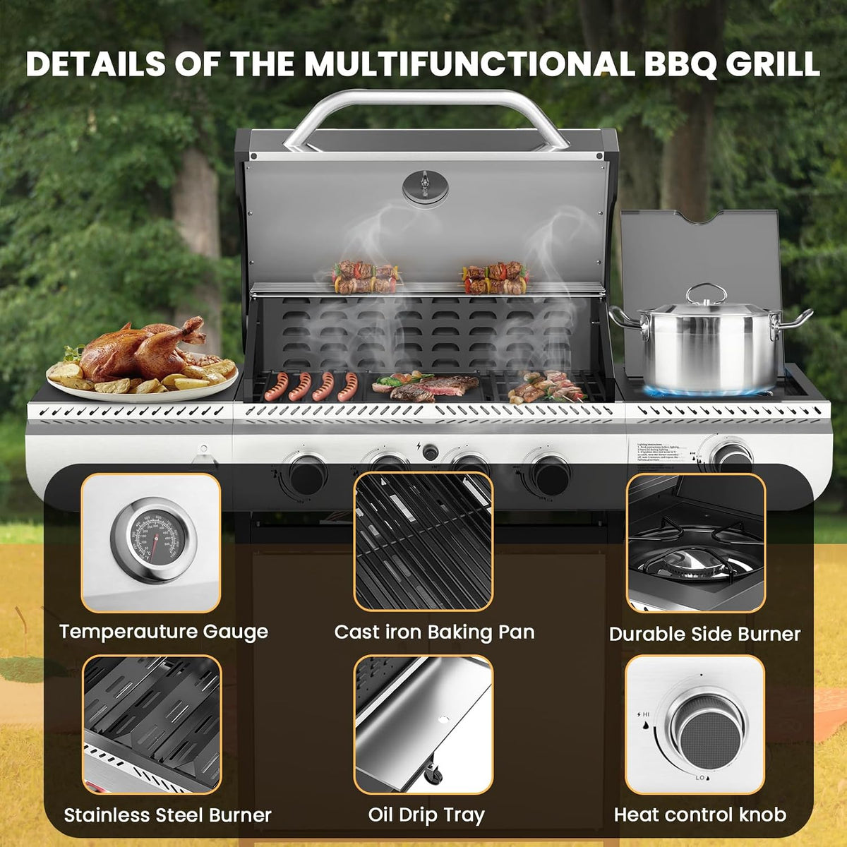 4-Burner Stainless BBQ Gas Grill