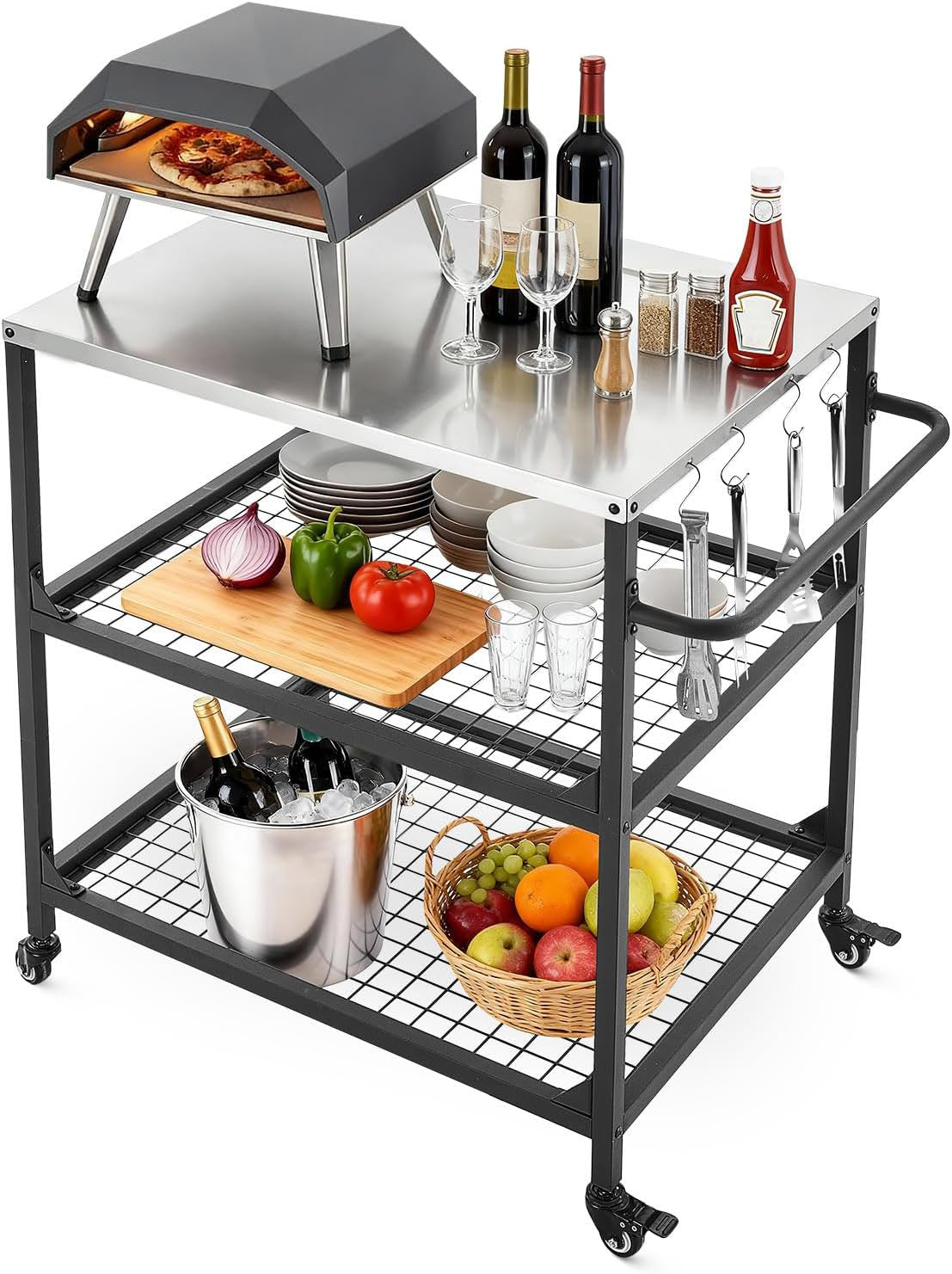 Stainless Wheeled BBQ Prep Cart