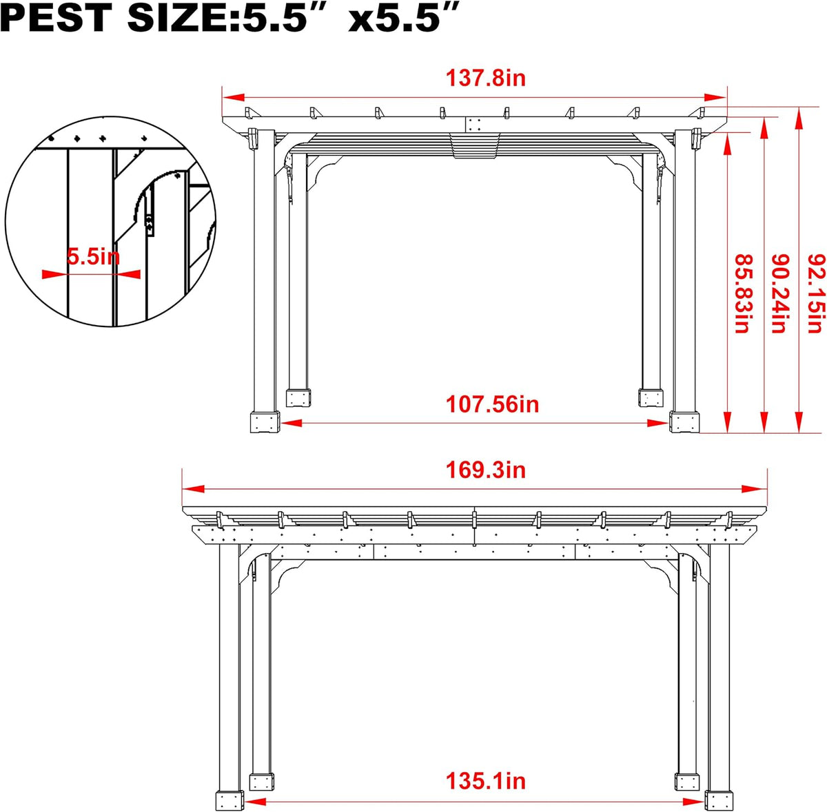 Flat Roof Cedar Patio Pergola