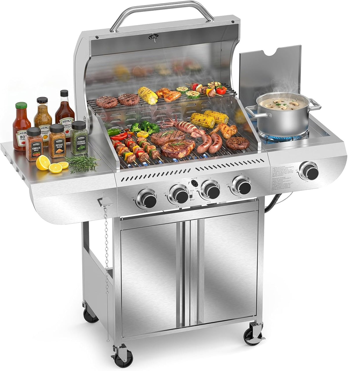 4-Burner Steel Propane BBQ Grill