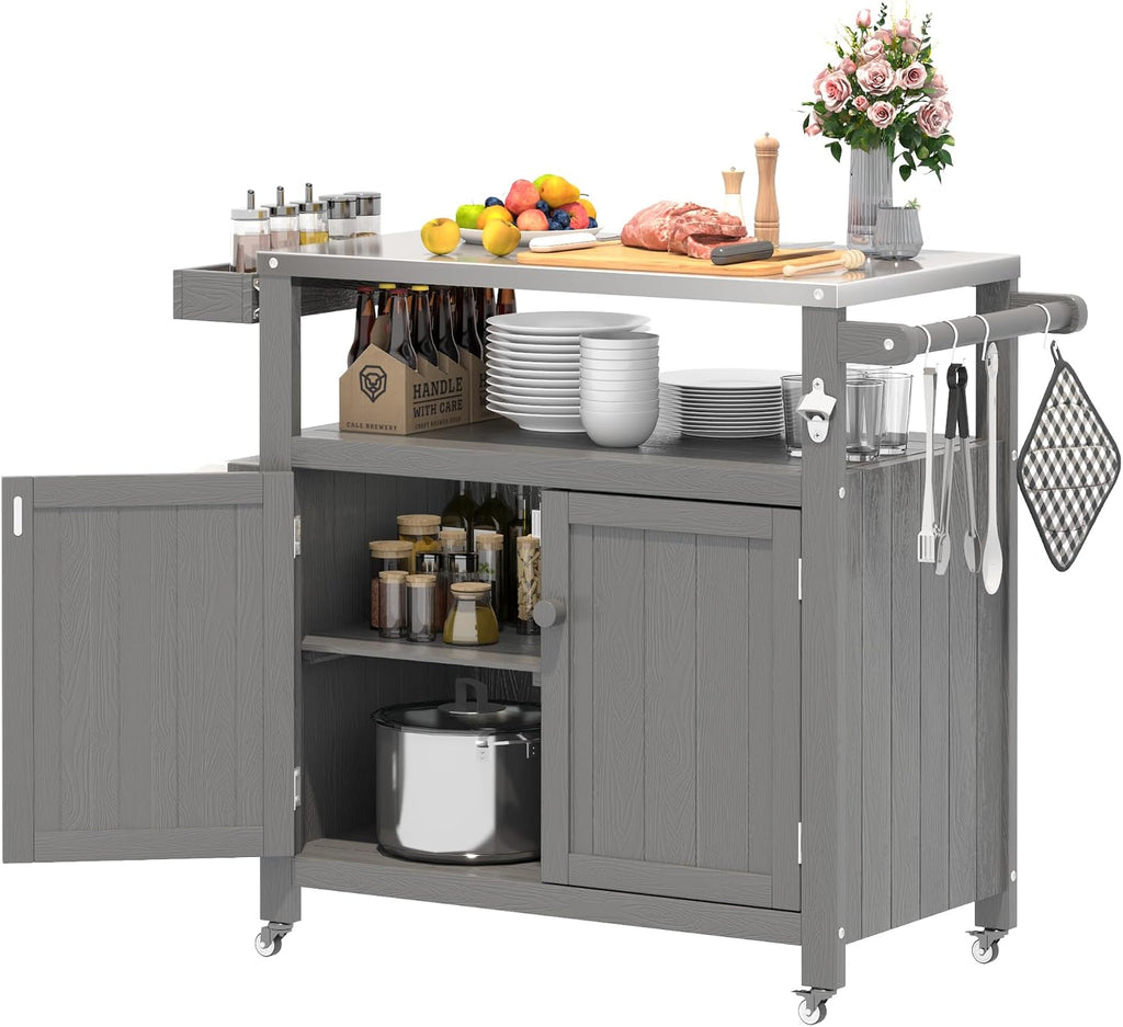 HIPS Rolling Stainless Grill Cart