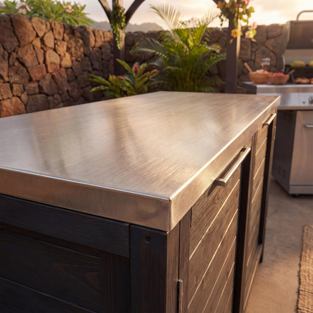 Cedar Steel Patio Grill Storage Cabinet
