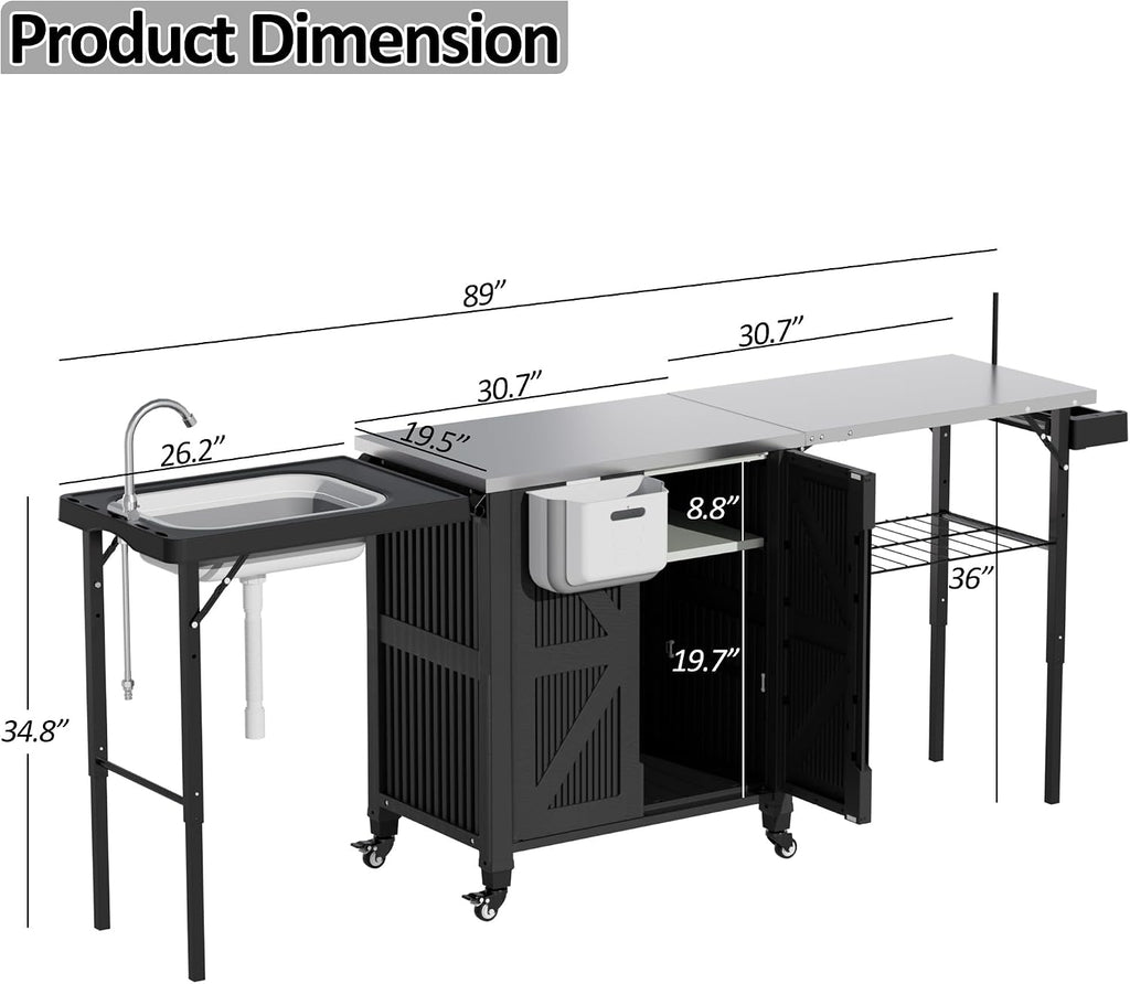 Rolling Storage Outdoor BBQ Grill Cart