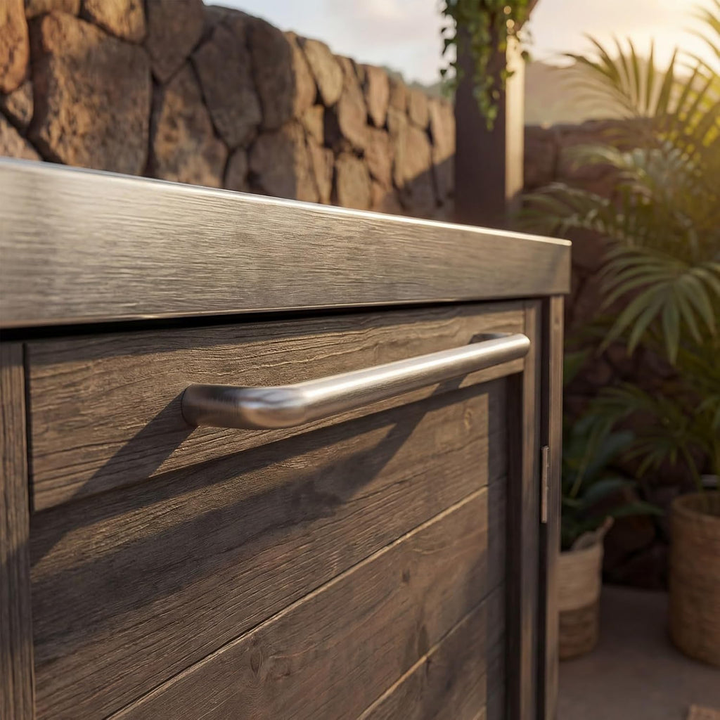 Cedar Steel Patio Grill Storage Cabinet