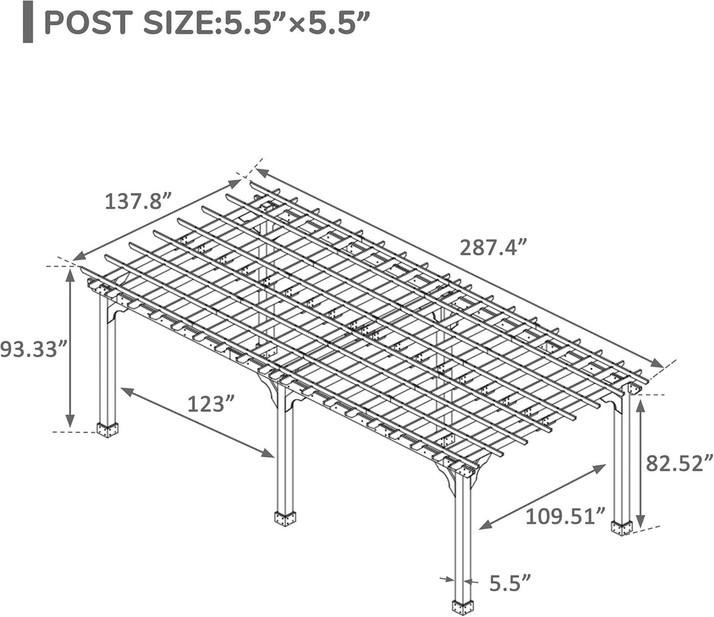 Cedar Windproof Outdoor Wood Pergola