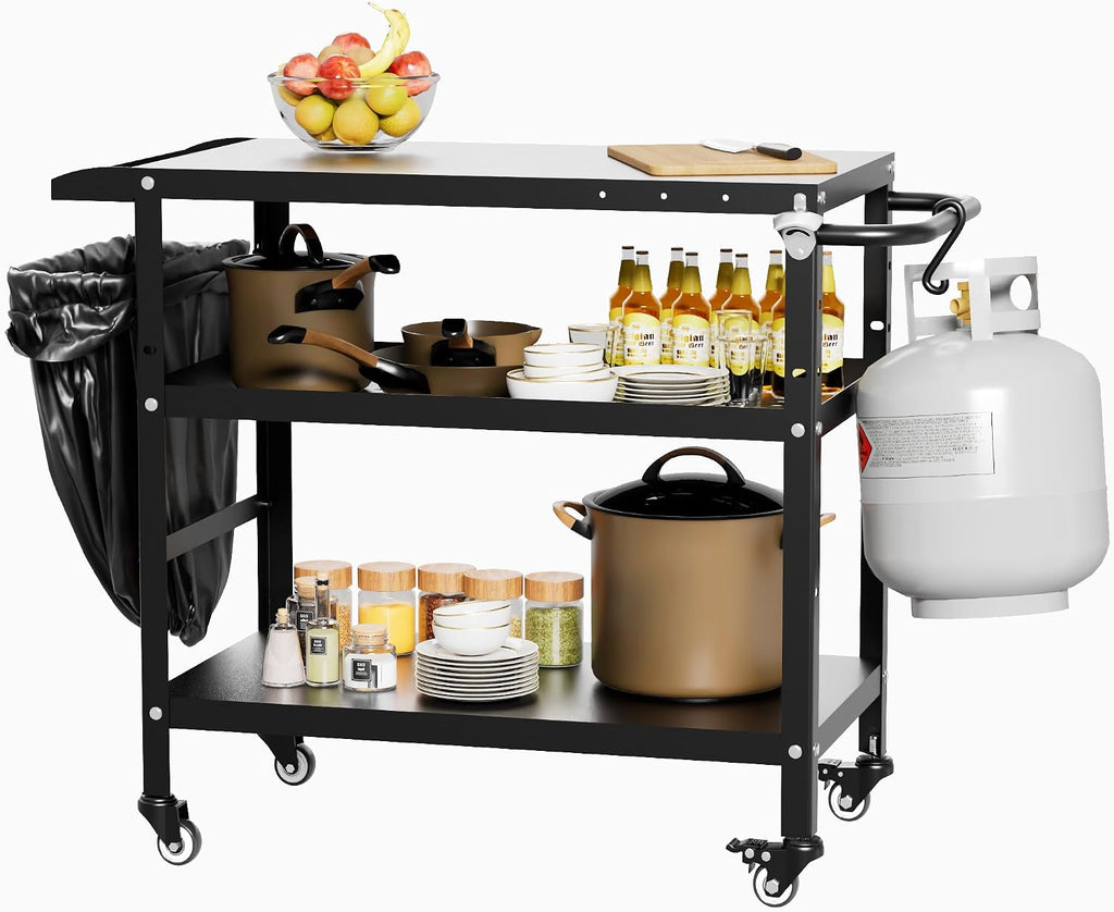 Wheeled Outdoor BBQ Prep Cart