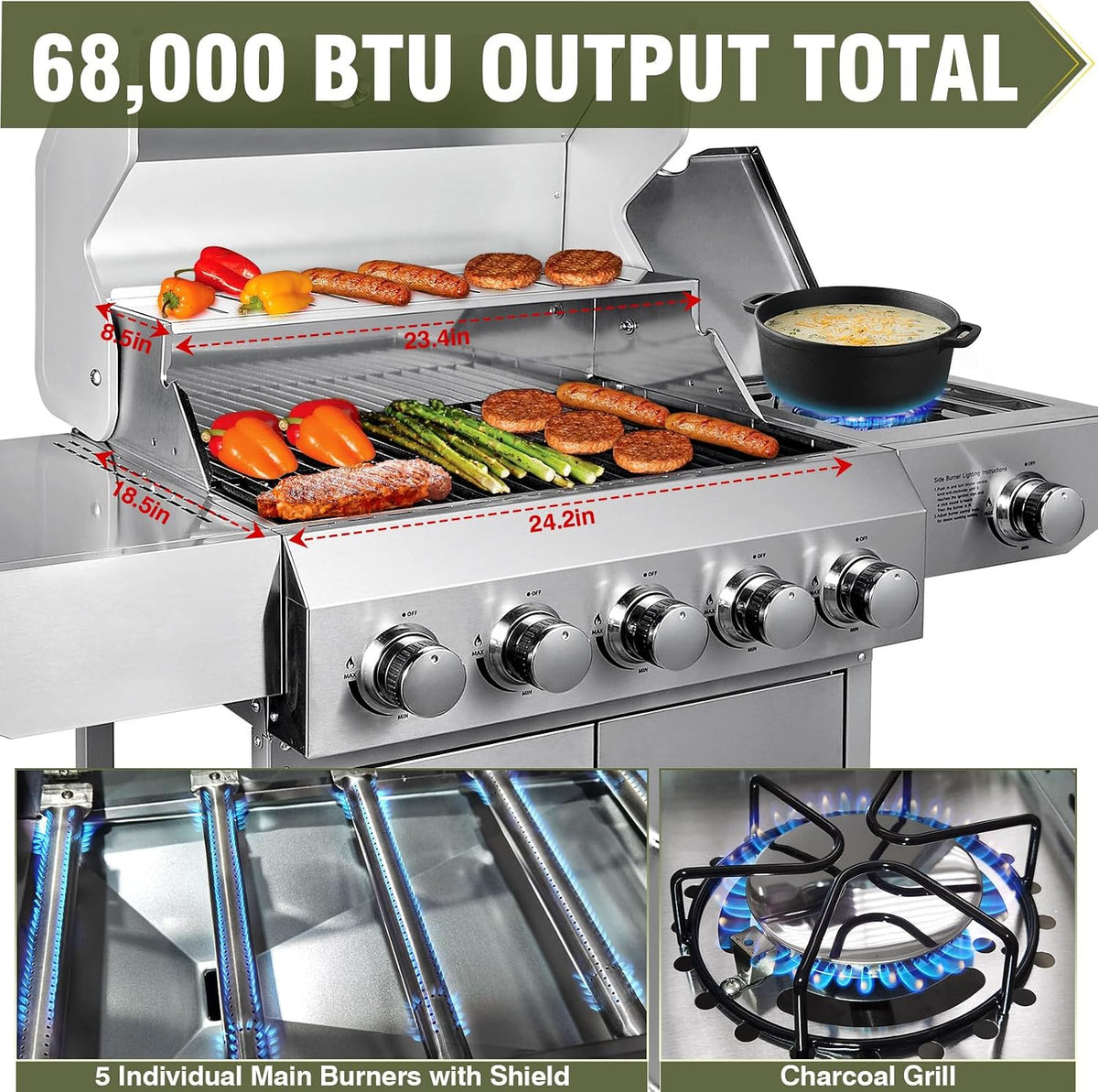 5-Burner Stainless Propane Grill