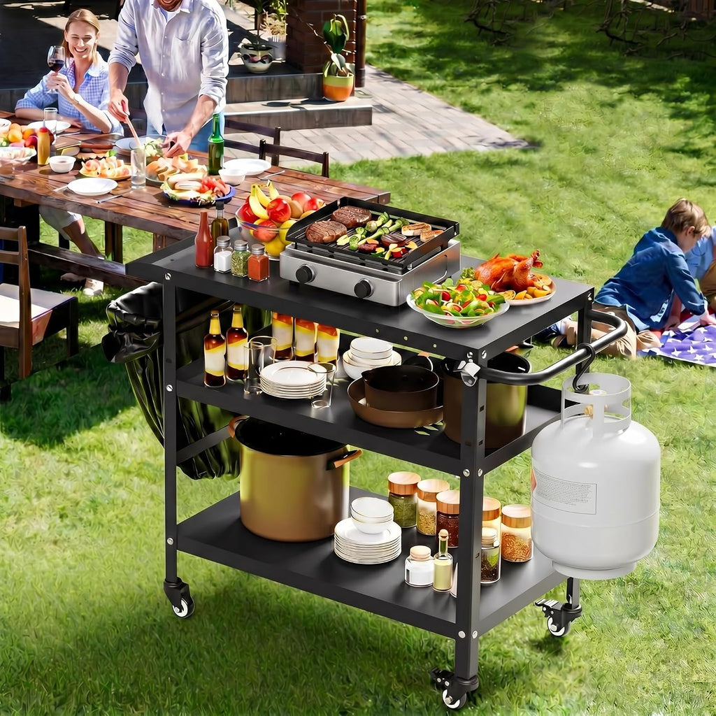 Wheeled Outdoor BBQ Prep Cart