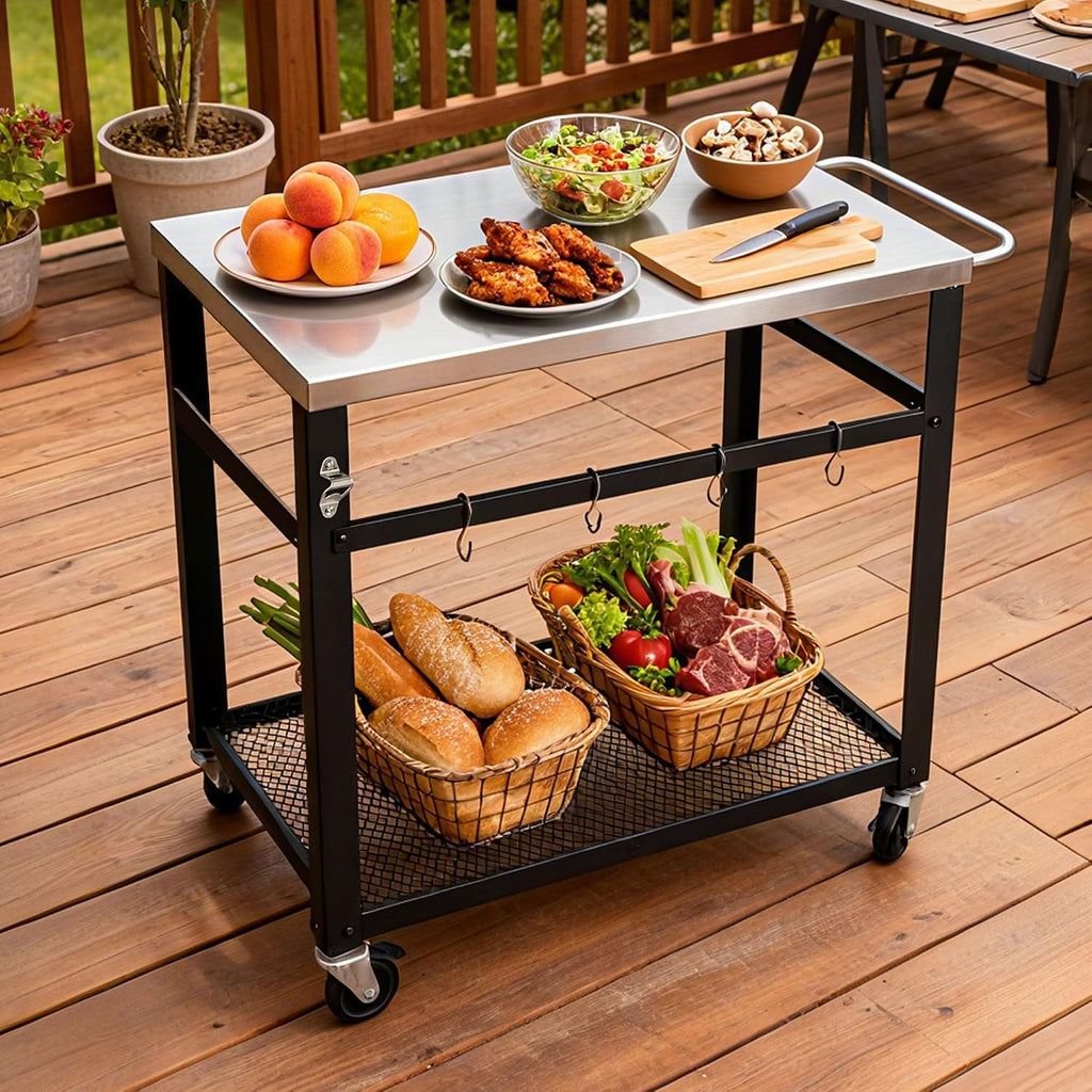 Rolling Stainless Outdoor BBQ Cart