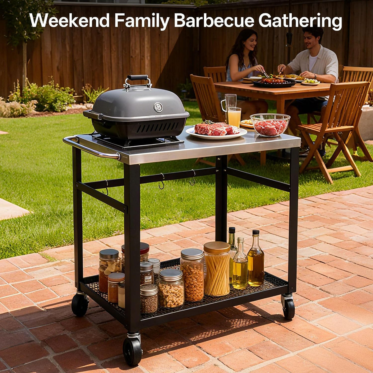 Rolling Stainless Outdoor BBQ Cart