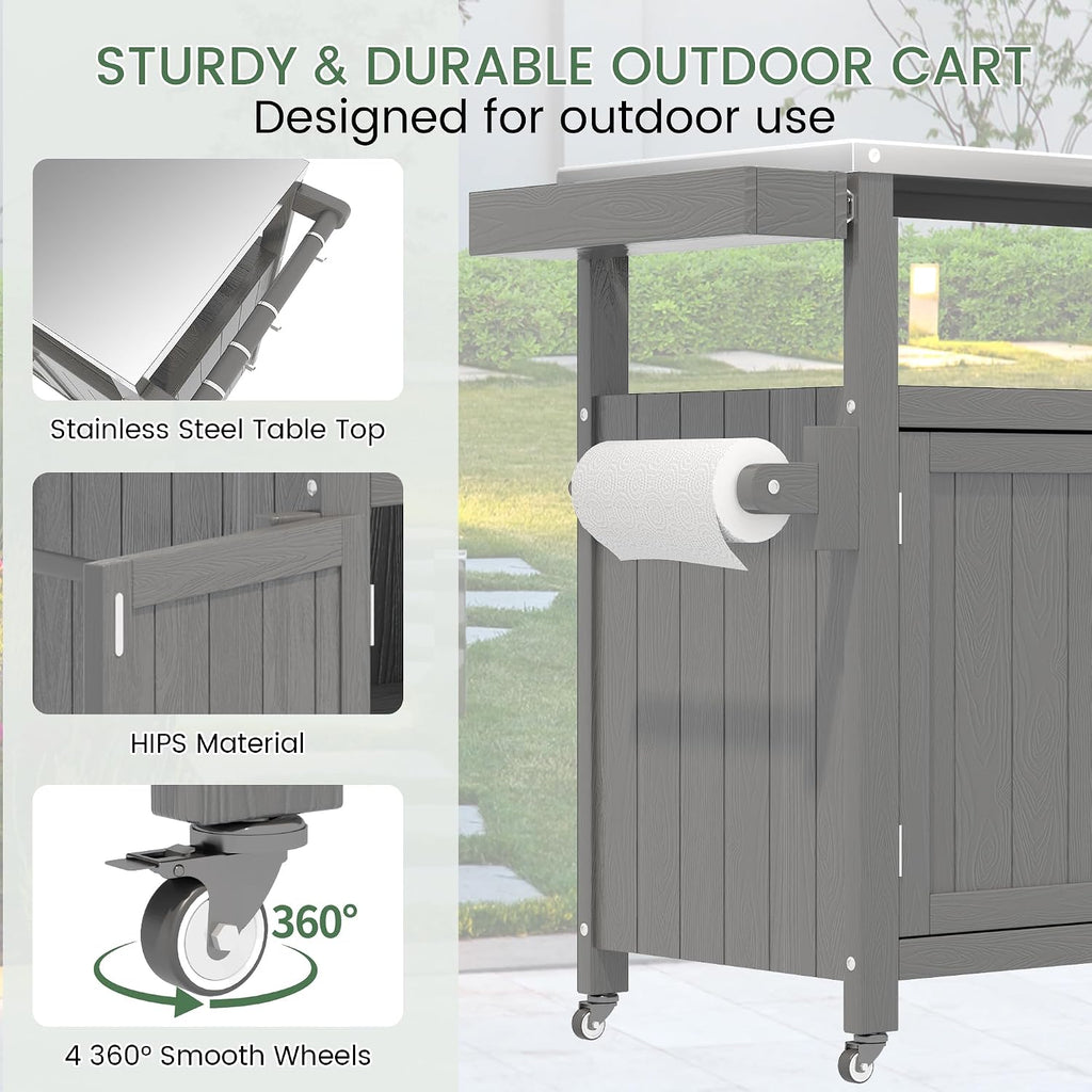 HIPS Rolling Stainless Grill Cart