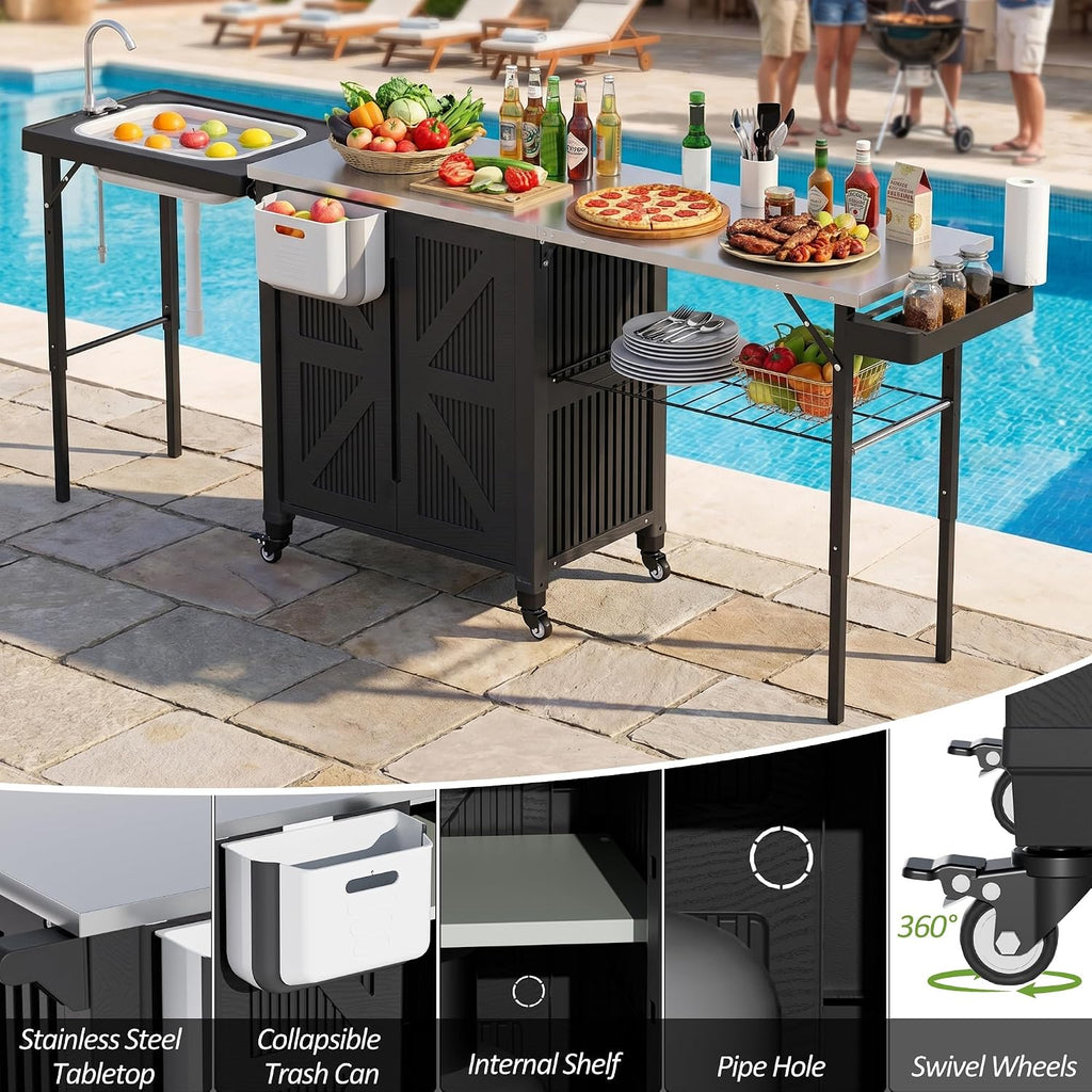 Rolling Storage Outdoor BBQ Grill Cart