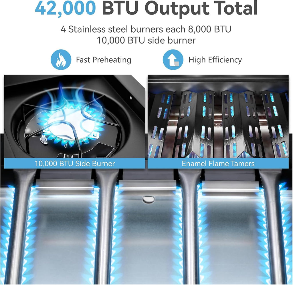 4-Burner Outdoor Propane BBQ Grill