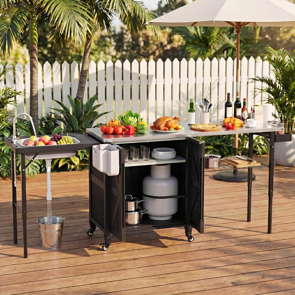 Rolling Storage Outdoor BBQ Grill Cart