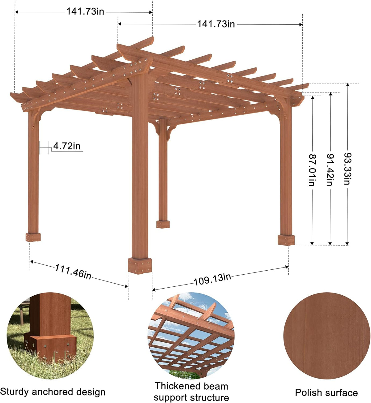 Roofed Wooden Garden Pergola