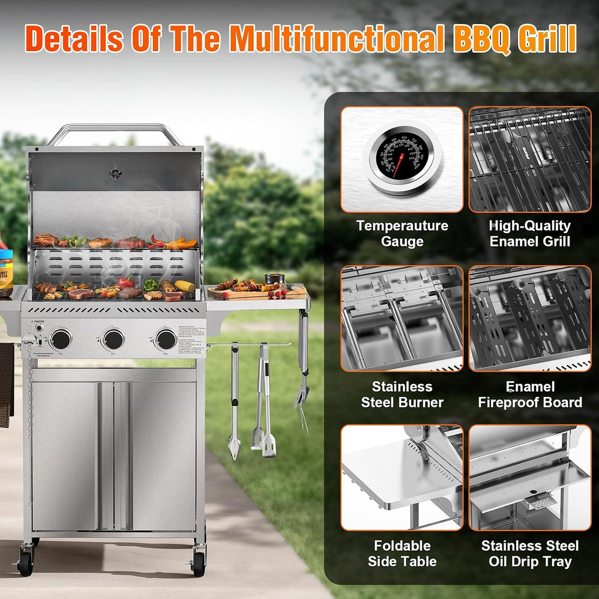 3-Burner Stainless Propane Grill
