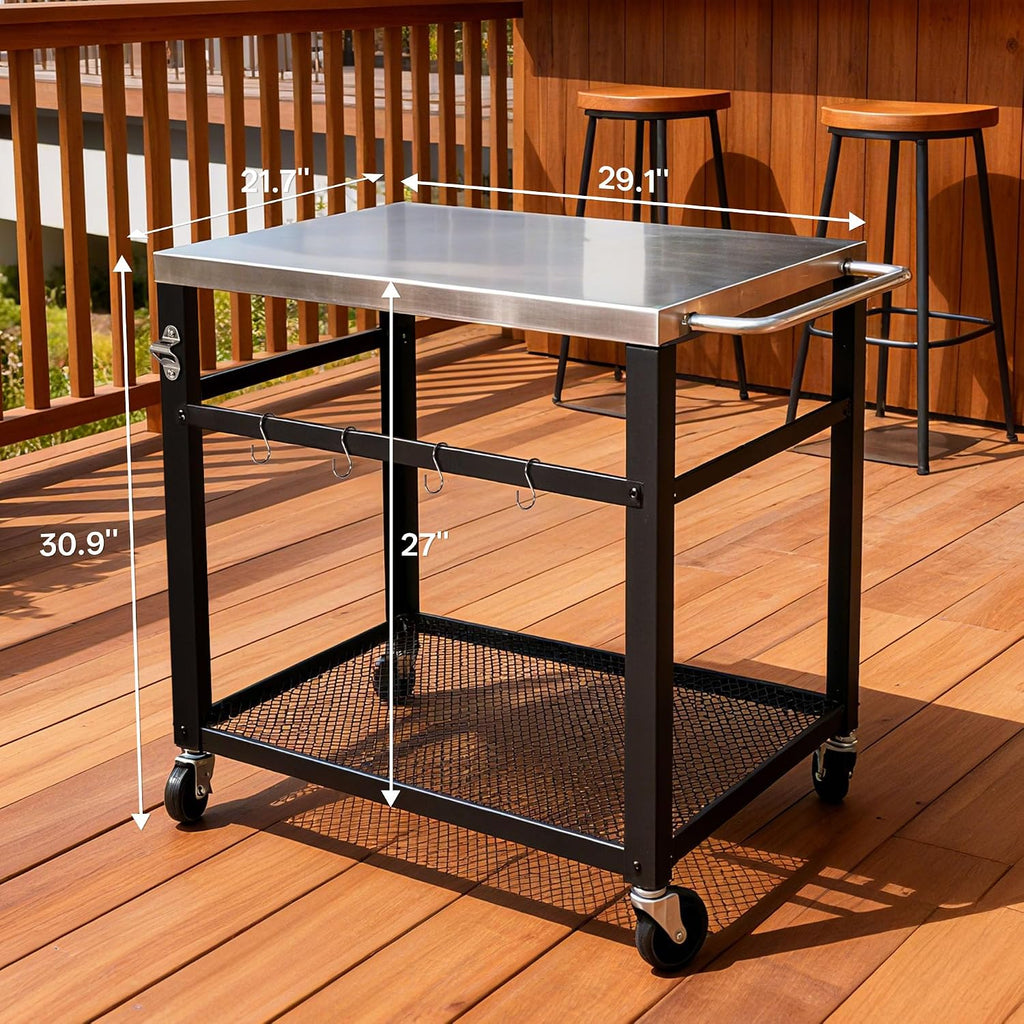 Rolling Stainless Outdoor BBQ Cart