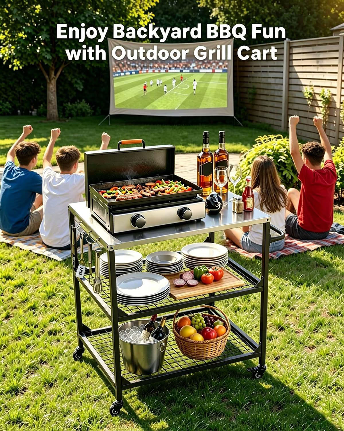Stainless Wheeled BBQ Prep Cart