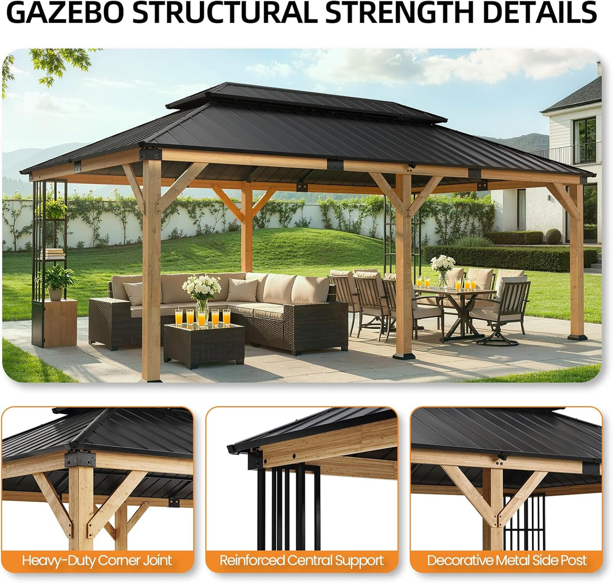 Hardtop Wooden Outdoor Pavilion