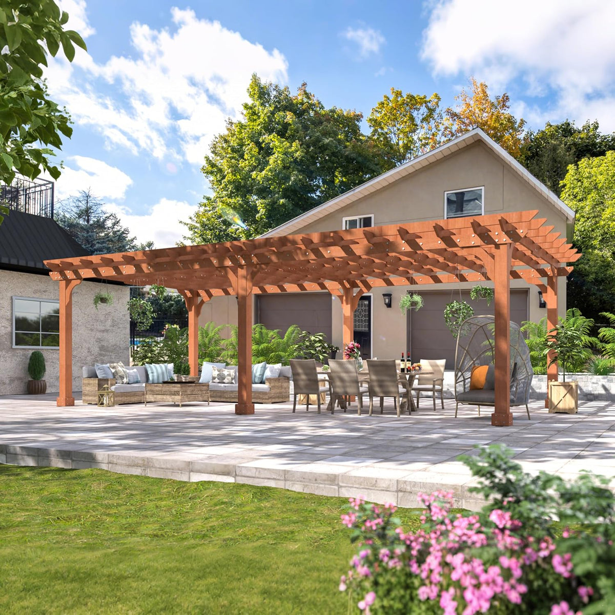 Cedar Windproof Outdoor Wood Pergola