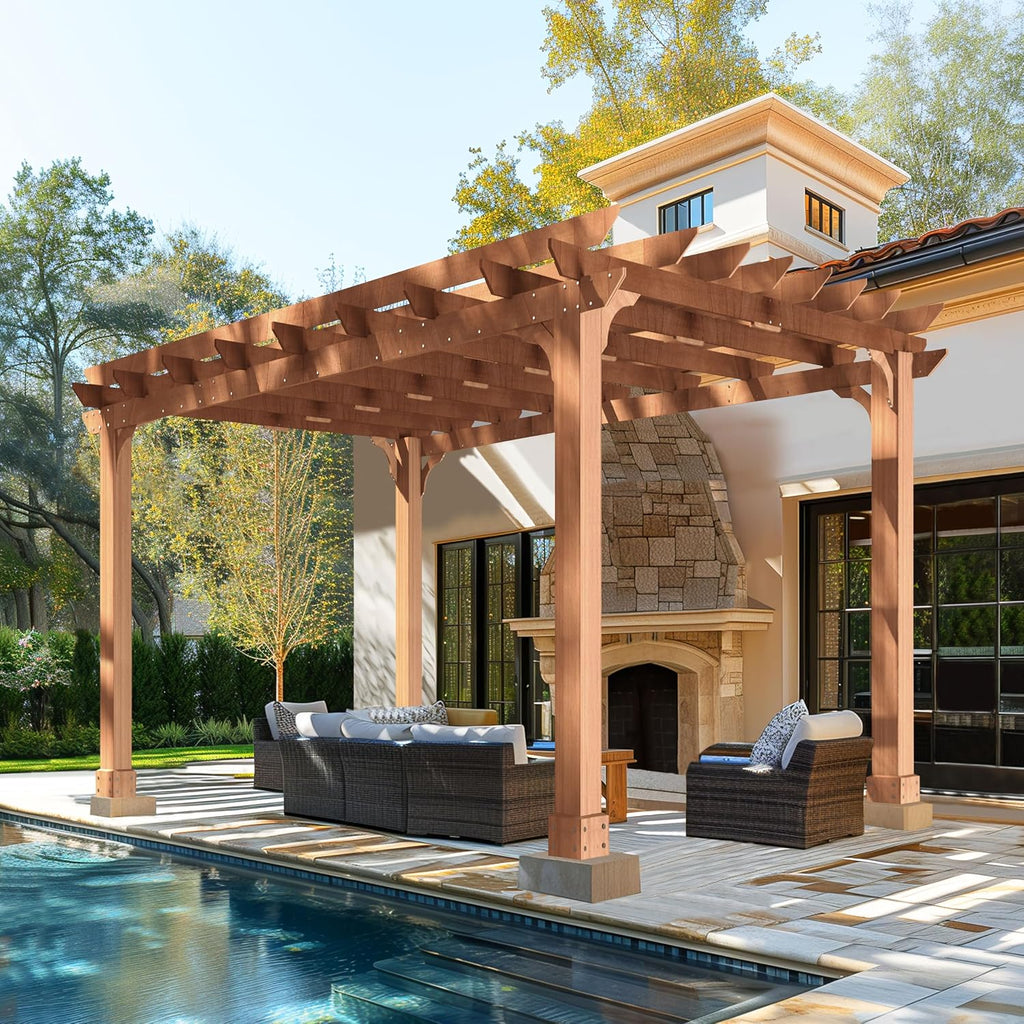 Flat Roof Cedar Patio Pergola