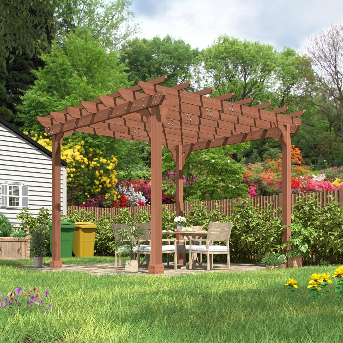 Roofed Wooden Garden Pergola