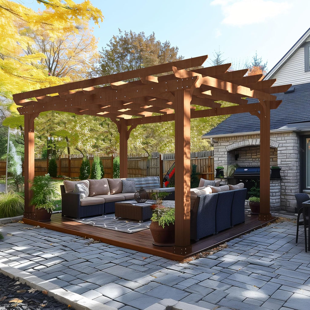 Cedar Slatted Patio Wood Pergola