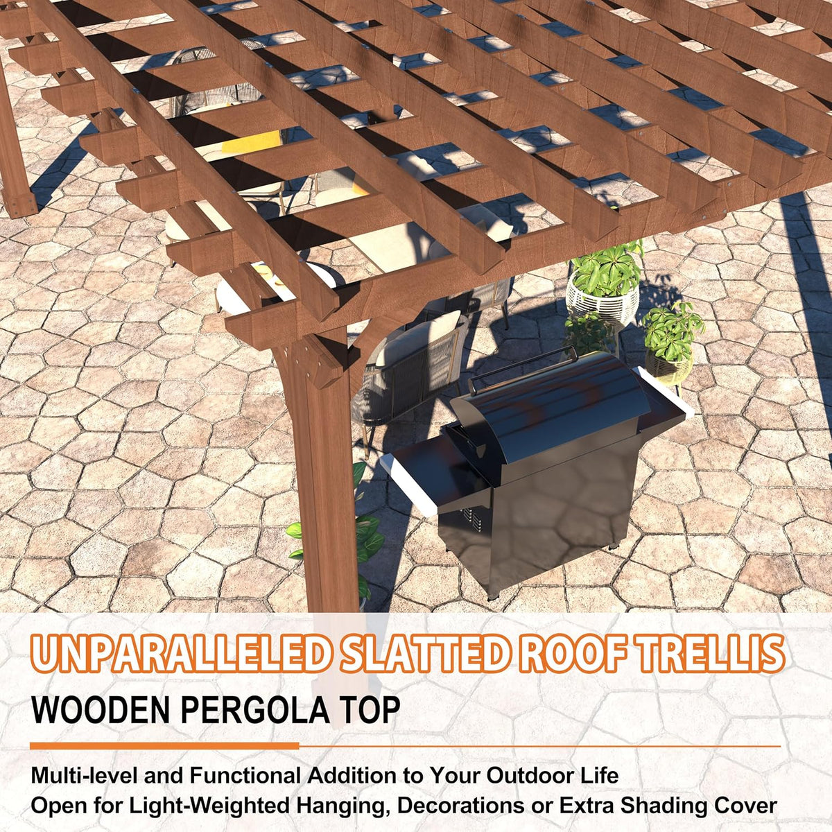 Flat Roof Cedar Wood Pergola