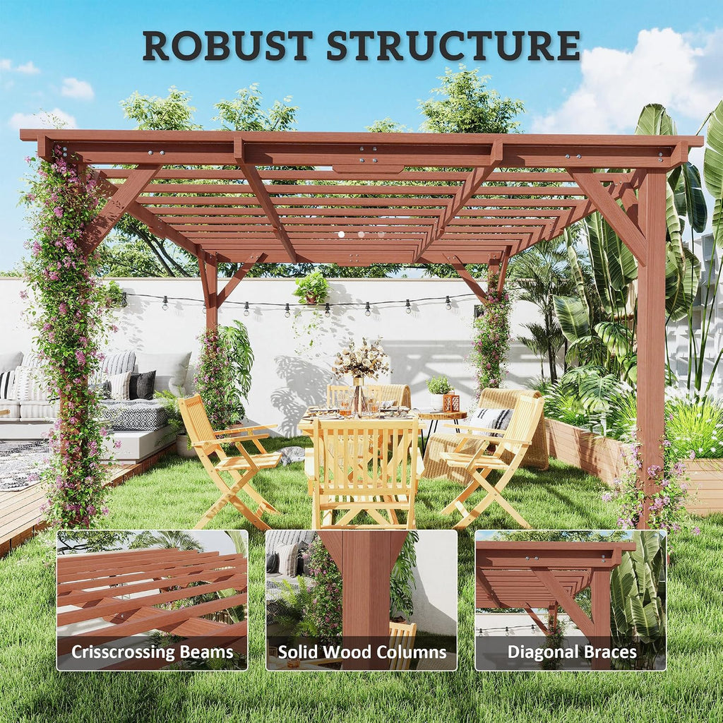 Wood Grape Trellis Patio Pergola