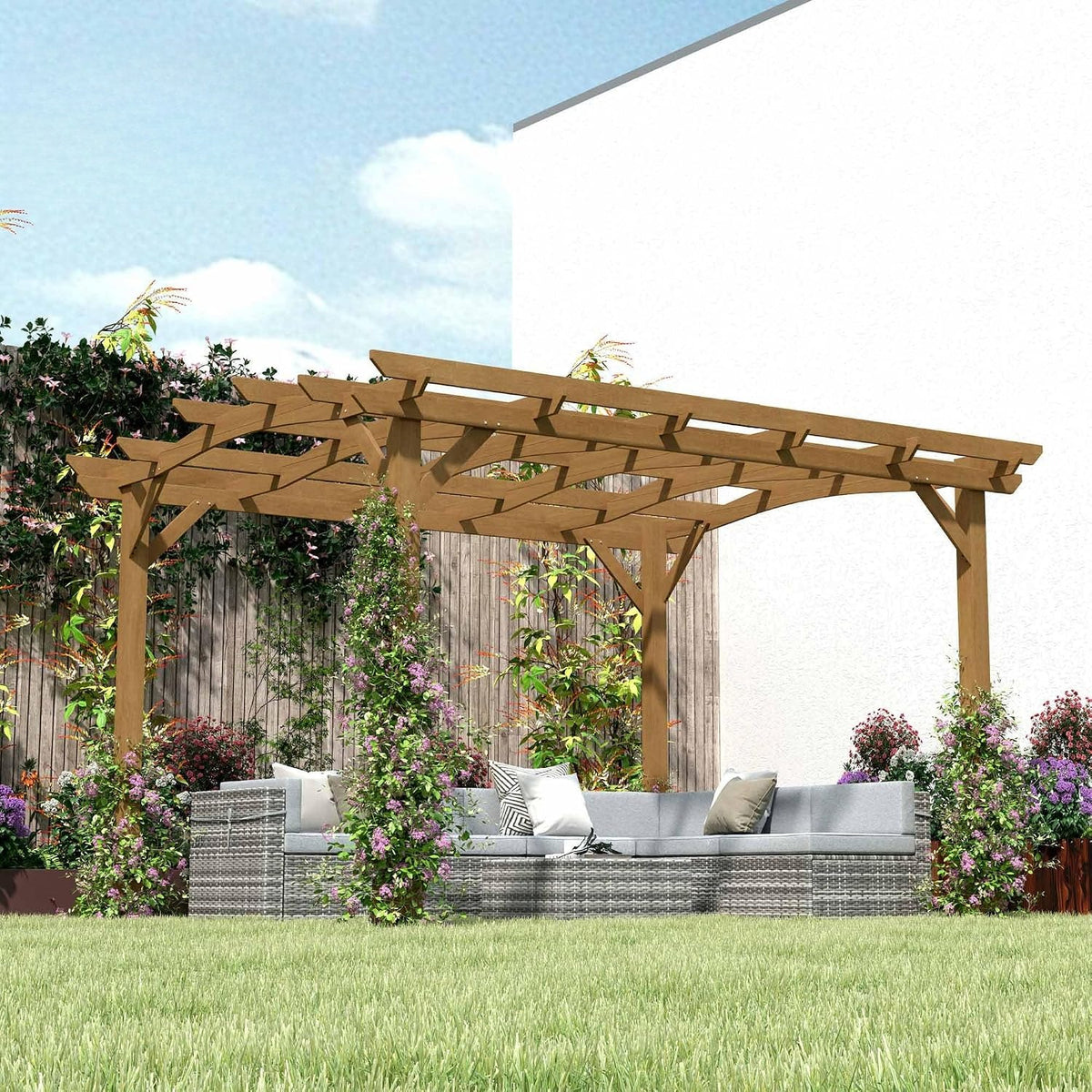 Arched Roof Wood Patio Pergola